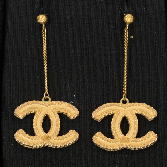 Chanel CC logo DropGold-Tone earrings